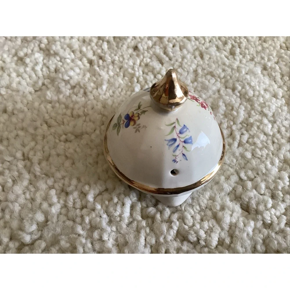 Floral Porcelain Teapot with Gold Trim - Cream